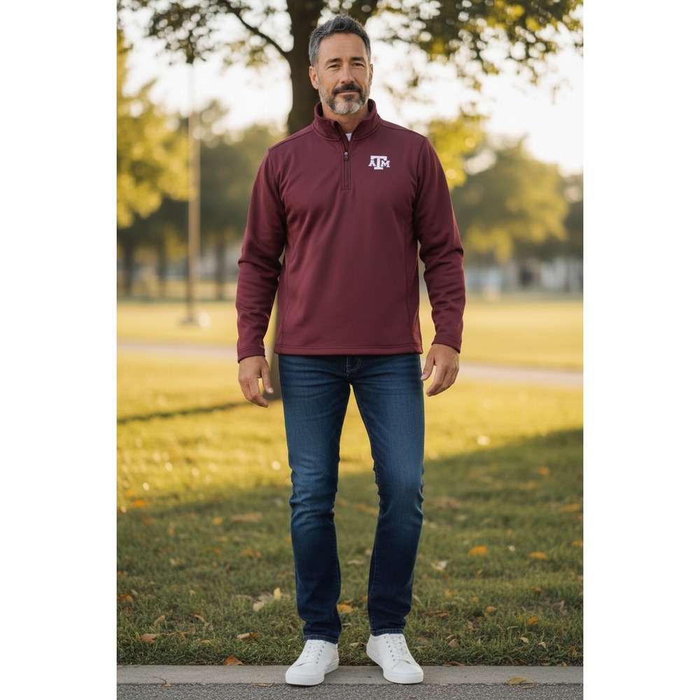 Rivalry Threads Texas A&M Aggies Mens XL Quarter Zip Pullover Maroon ATM Logo